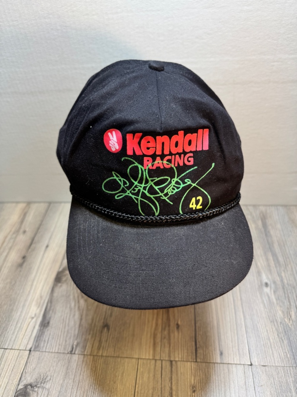 KENDALL RACING #42 Kyle Petty Snapback Vintage Hat NASCAR Racing Black Cap NOS.